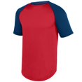 thumbnail image 1 of 1508A-Red - Navy-3X Maillot de Baseball à Manches Courtes Anti-Humidité, Rouge & Navy - 3X, 1 of 1