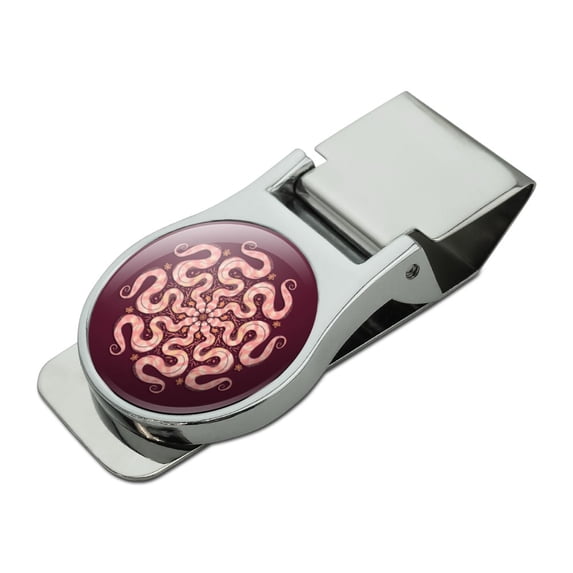 Circle of Snakes Forming a Flower Satin Chrome Plated Metal Money Clip