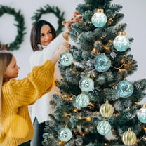 12-Pack Shatterproof Christmas Ornaments - 6cm & 3cm Mixed Glitter Balls with Hangers (PE Plastic, Tree Topper Ready)
