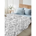 thumbnail image 4 of Gray Flowers Twim Size Flat Sheet, Wrinkleproof & Fadeproof Cooling Flat Bed Sheet Only, Farmhouse Pastoral Vintage Plants Branches Breathable Soft Bedding Top Sheets 66 x 96 Inches, 4 of 8