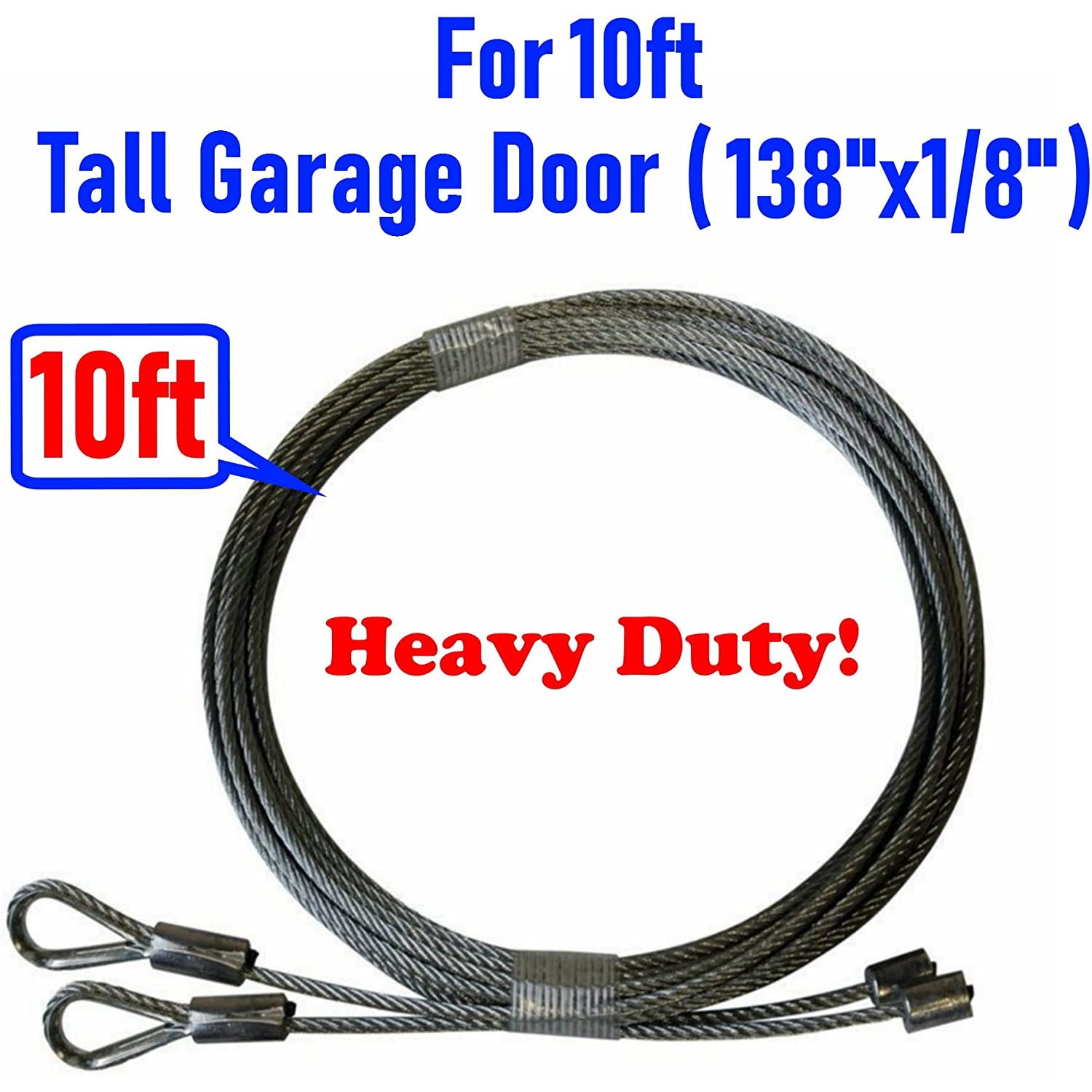 Garage Door Cables 1/8" Pair Torsion Spring (7ft, 8ft, 9ft, 10ft,11ft