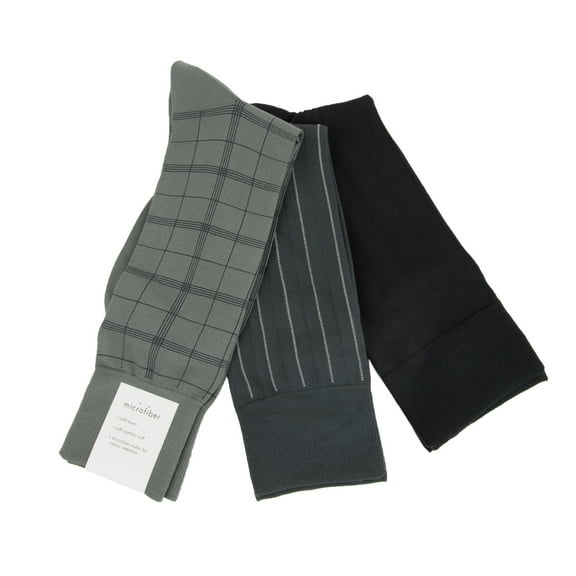 Calvin Klein Men's 3 Pair Microfiber Crew Socks, Assorted, 7-12