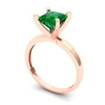thumbnail image 2 of Solitaire Engagement Ring for Women - 1.5ct Simulated Emerald in 14K Rose Gold Promise Ring, 2 of 6