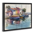 thumbnail image 2 of Stupell Industries Traditional Colorful Docks Harbor Black Floating Frame Canvas Art, 21 x 17, by Franklyn Gregory, 2 of 8
