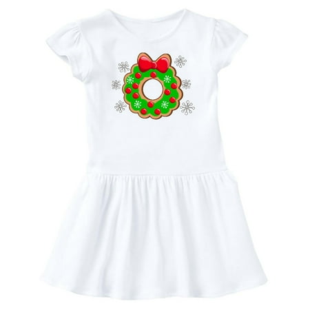

Inktastic Christmas Wreath Cookie with Snowflakes Gift Baby Girl Dress