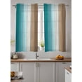 thumbnail image 2 of Aqua Brown Ombre Tier Curtains 45 Inch Length, Sheer Curtains for Bedroom Living Room Window Vintage Country Wooden Rod Pocket Voile Drapes Kitchen Curtains Small Half Window 27.5"x45" 2 Panels, 2 of 6