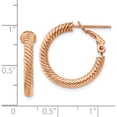 thumbnail image 4 of 14K Rose Gold 3X15mm Twisted Round Omega Back Hoop Earrings (21 X 21) Made In Peru pre942r, 4 of 5