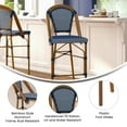 thumbnail image 4 of BizChair Set of 2 Stackable Indoor/Outdoor Bistro 30" High Barstools, Commercial Grade, Navy/White and Bamboo Finish, 4 of 12