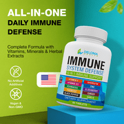 Immune System Support - Daily Formula with Vitamin C, D3, Zinc, Elderberry, Quercetin, Echinacea, Turmeric, Ginger, Garlic