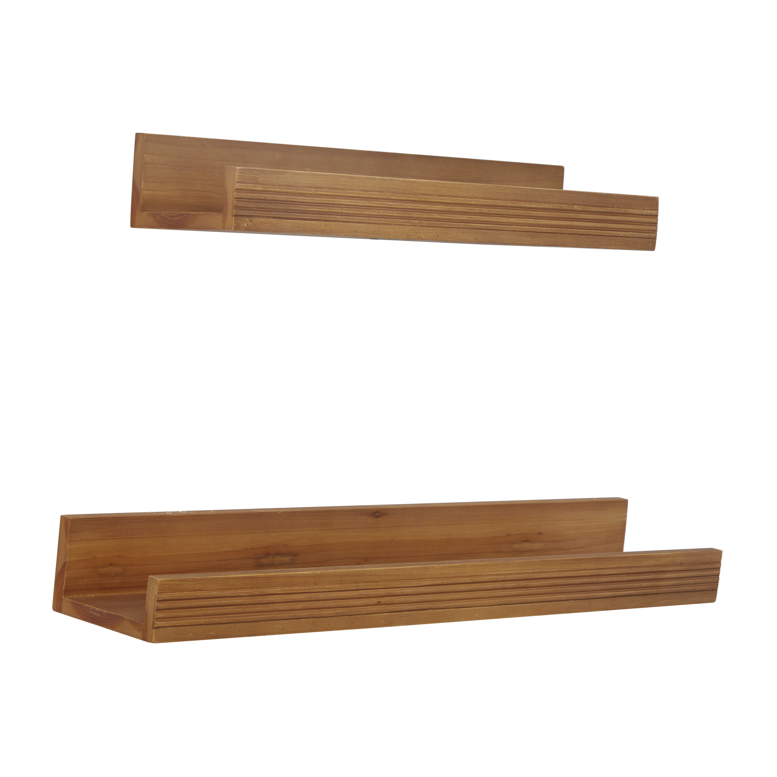 CosmoLiving by Cosmopolitan 24", 18"W 2-Tier Brown Wall Shelf with Lip (2 Count)