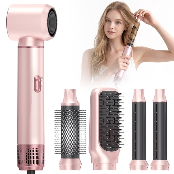 OAKSKY Hair Dryer Brush,5 in 1 Negative Ionic Hot Air Brush Styler and Dryer,Blow Dryer Brush Hair Styling Tool for Fast Volumizing and Smoothing,Pink
