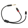 thumbnail image 3 of Cable de 6,35 mm a RCA dual macho a hembra, conector chapado en oro silencioso, cable adaptador divisor estéreo de 13,8 pulgadas, 3 of 8