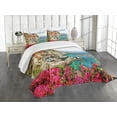 thumbnail image 3 of Ambesonne Italy Quilted Bedspread Set 3 Pcs, Cinque Terre Beach Coast, King Size, Multicolor, 3 of 5