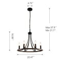 thumbnail image 4 of US HOME GOODS 6-Light Black Wheel Chandelier, Farmhouse Flush Mount Ceiling Light Fixture for Living&Dining Room Foyer Entryway, Metal Vintage Candle Pendant Lighting for Bedroom Hallway Kitchen, 4 of 4