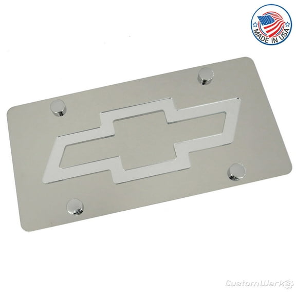 Chevy Bowtie Logo License Plate (Silver on Chrome)