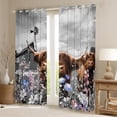 thumbnail image 2 of Highland Cow Farm Animals Curtains & Drapes,Garden Windmill Decor Farmhouse Rustic Lodge Cabin 30%-50% Blackout Curtains Animal Farm House Cottage Curtains,Winnower Cowboys Gifts, 2 of 6