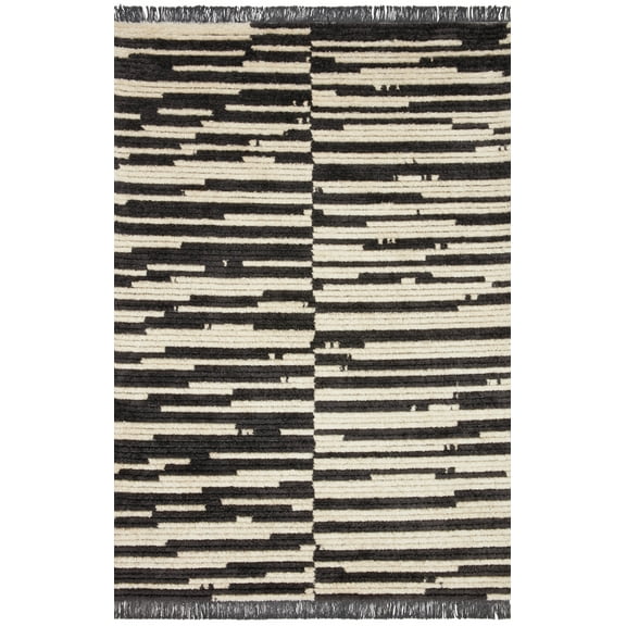 Chris Loves Julia x Loloi Alice Cream/Charcoal 5'-2" x 7'-6" Area Rug