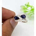 thumbnail image 6 of Elegant Blue Iolite Ring Sterling Silver-Natural Iolite Bypass Ring For Her-Blue Birthstone Twisted Ring-Toi & Moi Couple Ring Gift For Her, 6 of 9