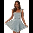 thumbnail image 3 of Vestido Vaquero Corto de Verano para Mujer, Informal, Sin Mangas, Ajustado y Desgastado. Azul M, 3 of 10