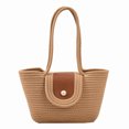 thumbnail image 1 of Bolsas de hombro tejidos con cuerda de algodón informales Bolsas de mano de gran capacidad para el trabajo (caqui), 1 of 9