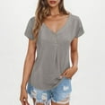 thumbnail image 2 of fatyb Women's Tops for Summer Casual V Neck Short Sleeve Shirts Solid Color Tee Comfy Loose Tunic Tops, 2 of 7