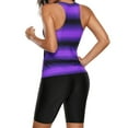 thumbnail image 3 of Women's Purple Black Ombre Print Racerback Tankini Swimsuit, 3 of 13