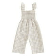 thumbnail image 2 of Gamivast Toddler Girl Summer Dresses Toddler Girl Romper Jumpsuit Overall Pants Plaid Sleeveless Ruffle Halter One Piece Outfit Khaki 2T Vestidos De Verano Para Niña, 2 of 8