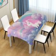thumbnail image 4 of JSTEL Cute Unicorn Rainbow Table Cloth Square 60 x 60 Inch Tablecloth Anti Wrinkle Table Cover for Dining Kitchen Parties, 4 of 6