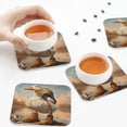 thumbnail image 3 of KLL Drink Coasters Set Square of 4,PU Leather Absorbent Coasters Set Decorative Coffee Cup Coasters Housewarming Gift for Home Decor-Hiking Duck, 3 of 5