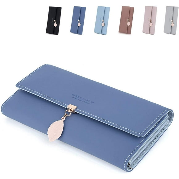 Wallet Women Made Of Smooth And Soft Synthetic Leather Wallet Women Large And In Long Format Wallet Women Very Nice Colors With Many Compartments And Cell Phone Compartment (Blue)