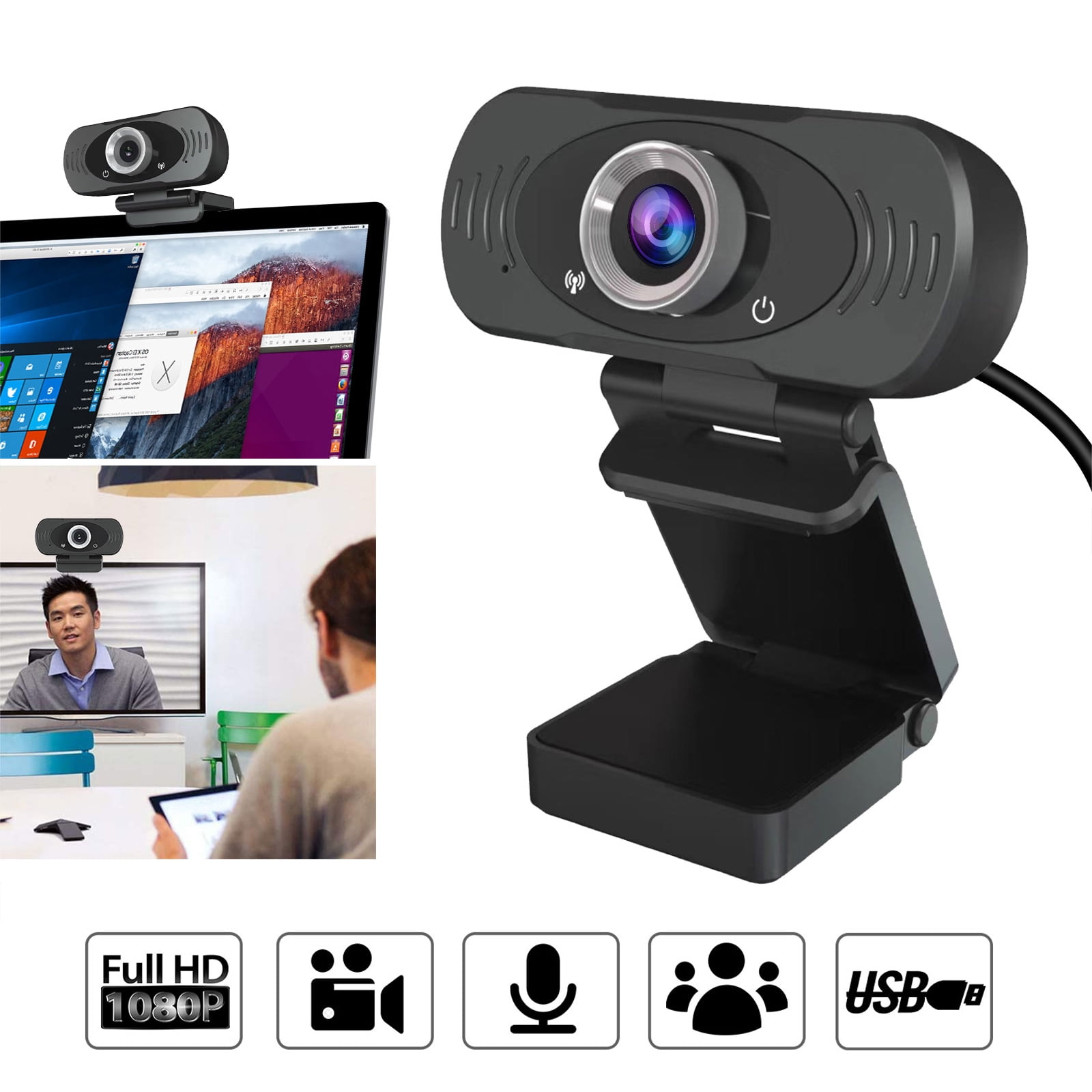 1080P cam, Streaming USB Computer Camera with Microphone Full HD