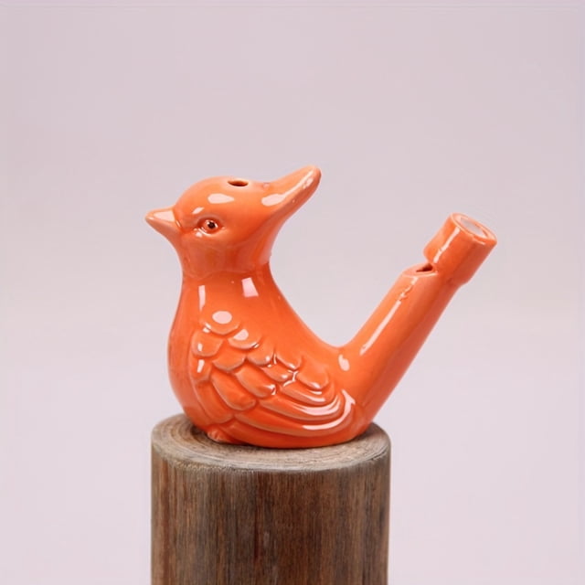 YOPTOP 1pc Vibrant Ceramic Warblers Bird Water Whistle - Colorful Party Favor Emergency Noise Maker and Educational Toy - Made of Fine China Durable and Easy to Use,Orange 01