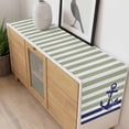 thumbnail image 4 of Striped Anchor Table Runner - 70 Inch Long, Kitchen Dining Table Runner Dresser Scarves, Navy Blue Nautical Sage Green Geometric Farmhouse Decor for Coffee Tables Wedding Party Banquet, 4 of 8
