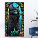 thumbnail image 2 of Pintura de diamante 5D DIY Taladro redondo completo Gato Vidrieras Decoración para el hogar Negro JShteea El nuevo, 2 of 9