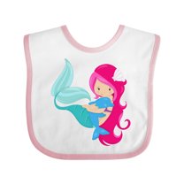 Inktastic Cute Mermaid, Little Mermaid, Pink Hair, Dolphin Girls Baby Bib