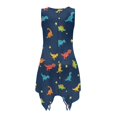 thumbnail image 5 of HELLHERO Side Pockets Sleeveless Sundress, Cute Dinosaur Stars Pattern Summer Sleeveless Dress Polyester Pleated Ladies Irregular Hem Casual Dress Round Neck, 5 of 8