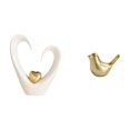 thumbnail image 1 of Figura de escritorio,Decoración de escritorio con forma de corazón para oficina o hogar,Figura de pájaro,Figura de pájaro dorado,decoración para el hogar,estatua de animal,Estatuas, 1 of 8