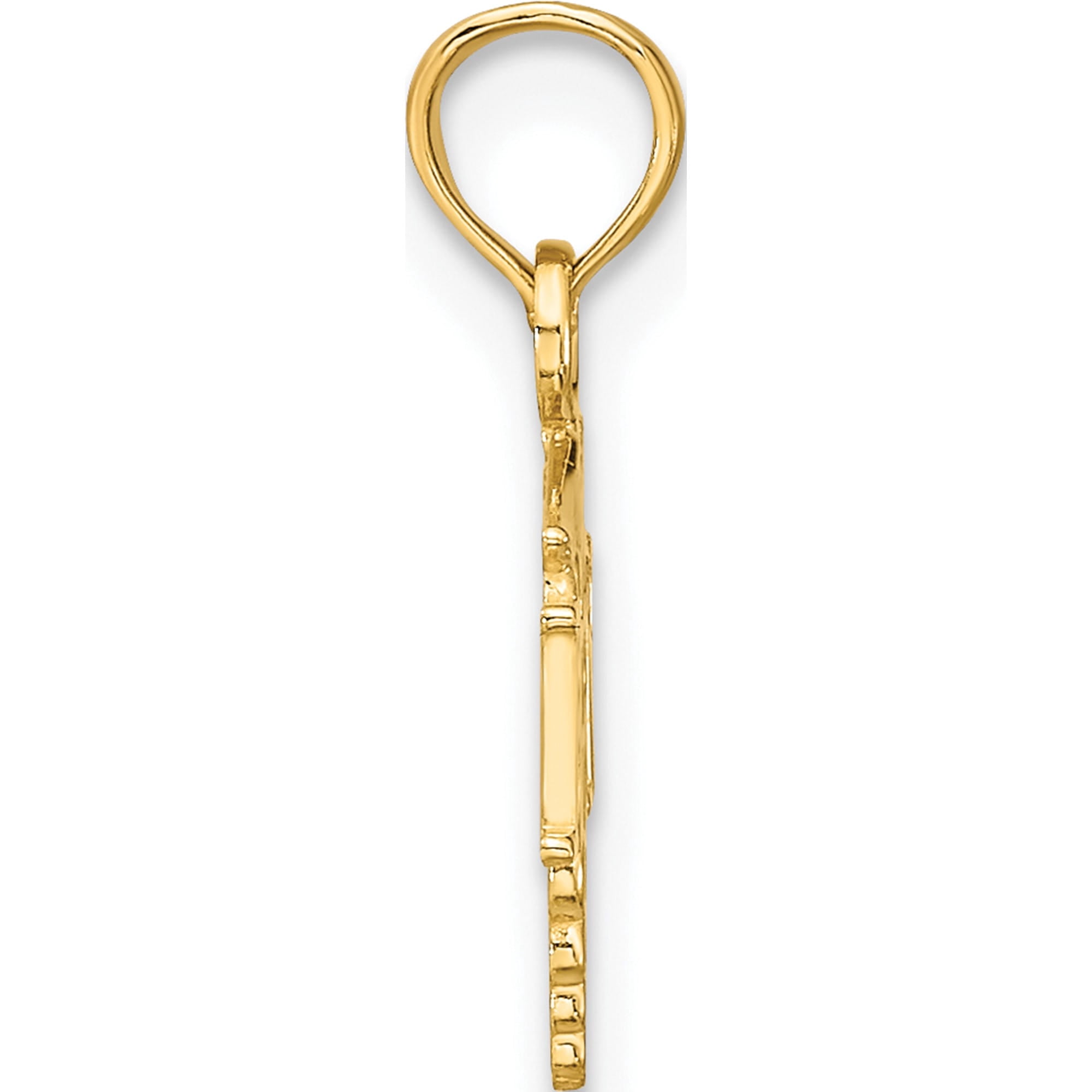 14K RN Caduceus Charm Yellow Gold Textured Opulent Sparkling Sparkle-worthy Ideal for collectors and jewelry lovers