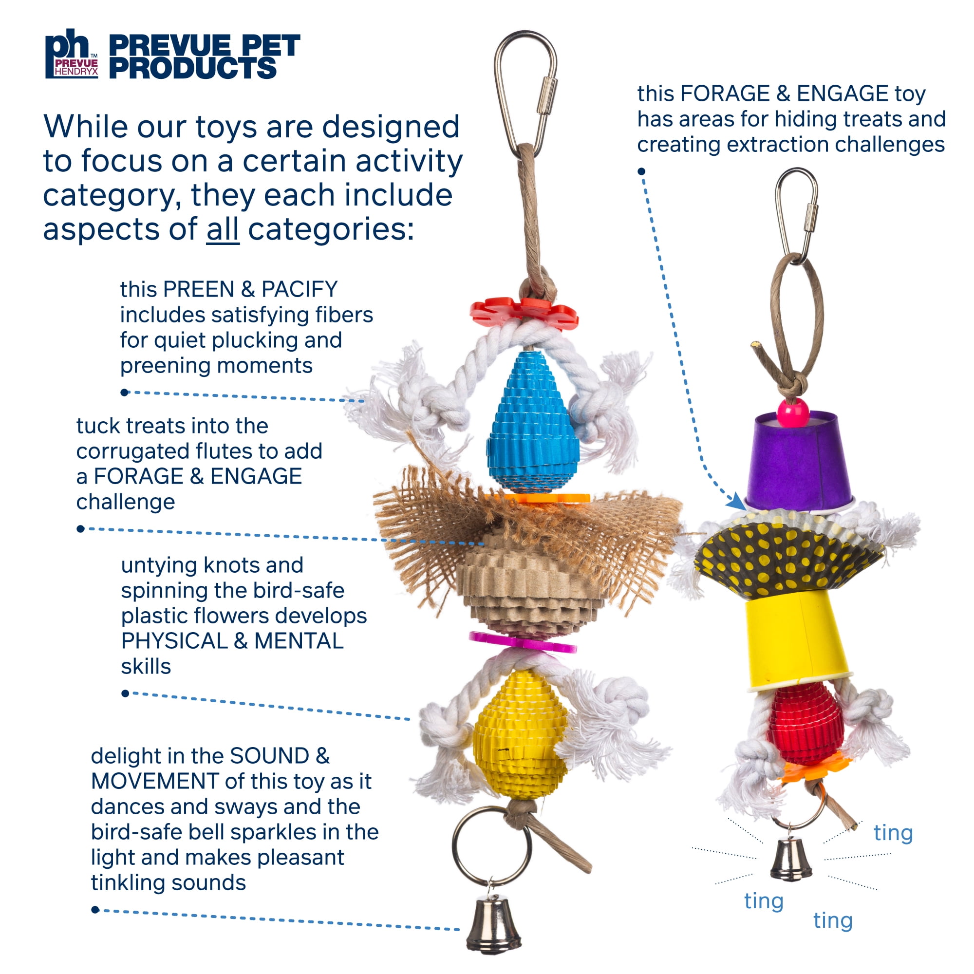 Prevue Pet Products Bells & Bites 5 Piece Bird Toy Bundle
