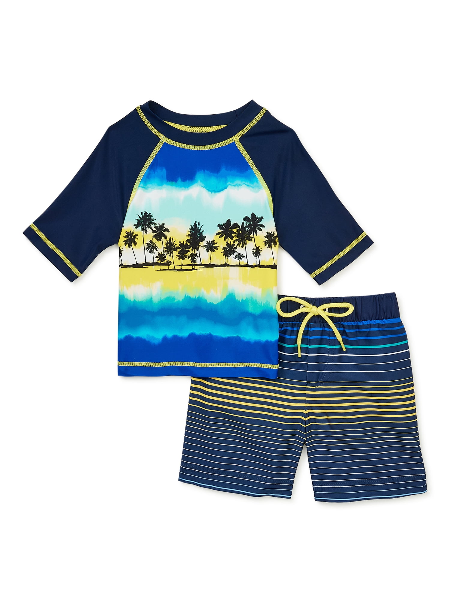 KIKO & MAX Boys Swimsuit Set with Short Sleeve Rashguard Swim Shirt 
