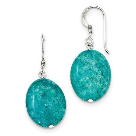 - Sterling Silver Small Crack Aventurine Teal Dangle Earrings (1.4IN x 0.6IN )