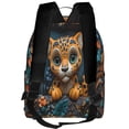 thumbnail image 3 of Lsque Playful Leopard Art Pattern Backpack – School Travel Canvas Daypack with Ergonomic Padded Straps, Multiple Compartments & Leather Handle, 3 of 5
