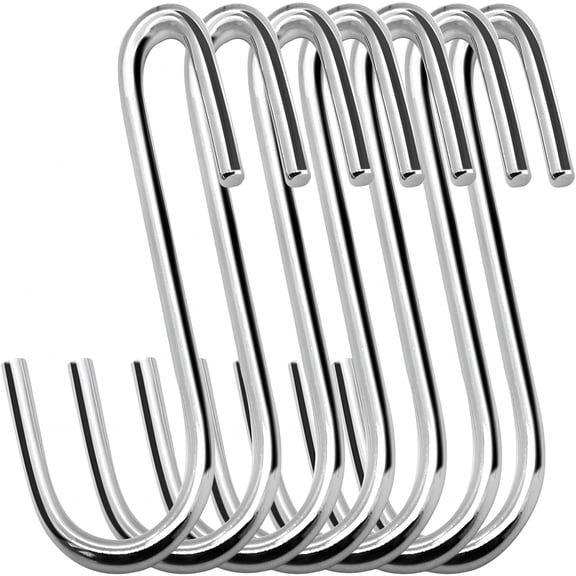 XIBUFE 30 Pack 2.4 Inches Heavy Duty S Hooks for Hanging,Pan Pot Holder Wire Shelves Rack Hooks,S Shaped Hanger Metal Hooks for Kitchen Pots Utensils Jeans Clothes Bags Hats