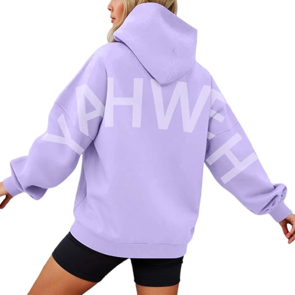 Women Oversized Yahweh Graphic Hoodie Christian Faith Pullover Heavyweight Streetwear Sweatshirt