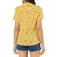 thumbnail image 3 of Allegra K Women's Short Sleeve Tie Bow Neck Printed Blouse, 3 of 6