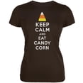 thumbnail image 1 of Halloween Keep Calm Candy Corn Brown Juniors Soft T-Shirt, 1 of 1