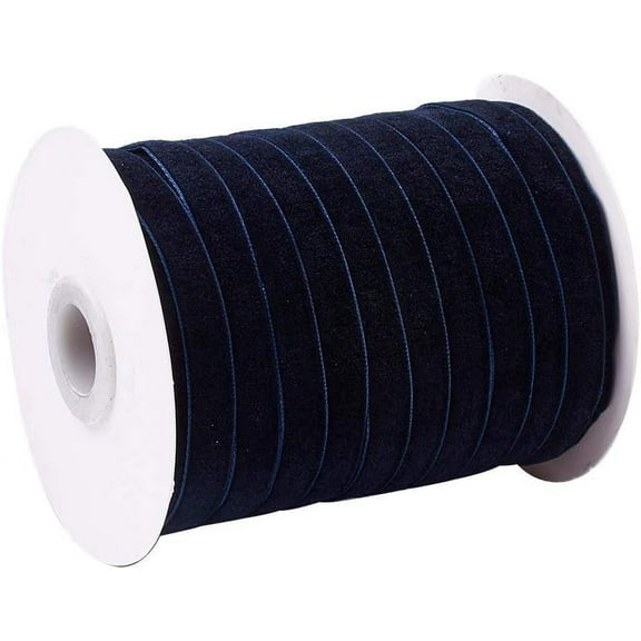 50 Yards Dark Blue Single Face Velvet Ribbon