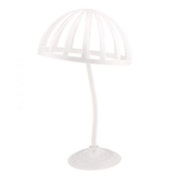 White Hat Display Stand - Stylish Women Closet Hat Rack Sturdy Hat and Wig Holder - Stable Base, Modern Free Standing Table or Baseball Cap Form