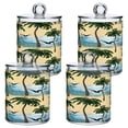 thumbnail image 7 of Ryvnso 2 Pack Qtip Holder Organizer Watercolor Beach Palm Tree Bathroom Cotton Swabs Cans Storage Canister, 7 of 7