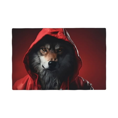 

Table Placemats Set of 6 - Mysterious Hooded Wolf 12x18 In Faux Linen Double Heat Resistant Place Mats Cloth Indoor/Outdoor Placemats Washable Table Mats for Dining Kitchen Party